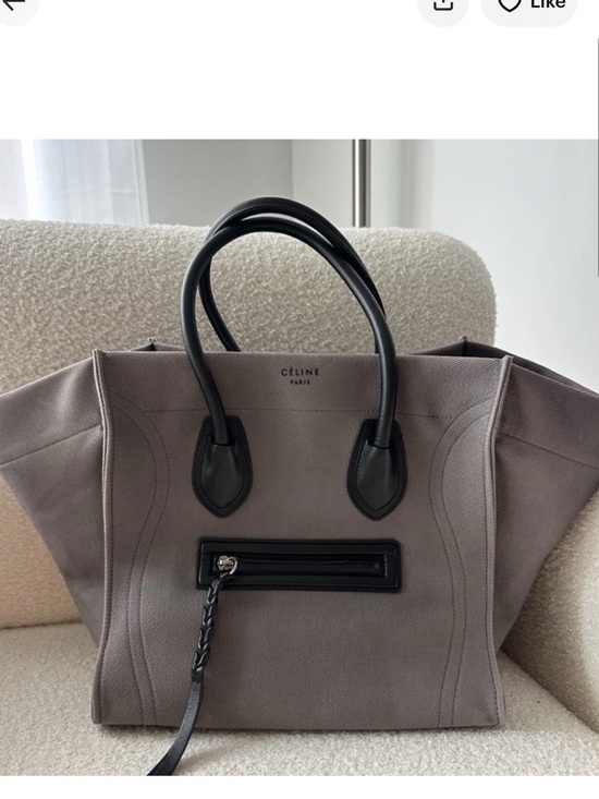 Celine Handbags - Celine Medium Phantom Tote in Taupe with Black Trim